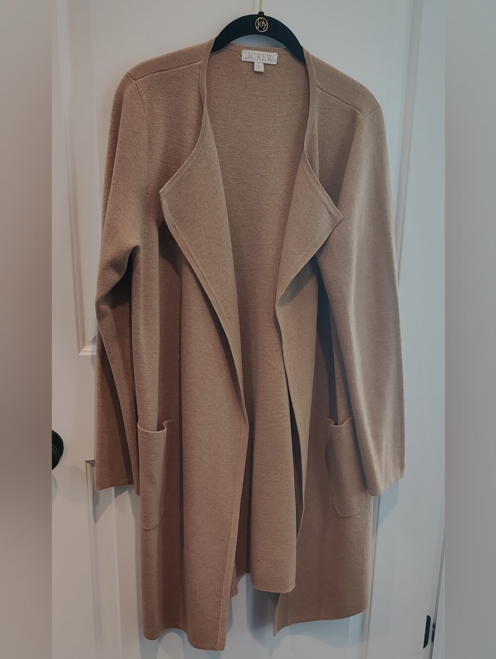 J. Crew Taupe Open-Front Long Knit Cardigan